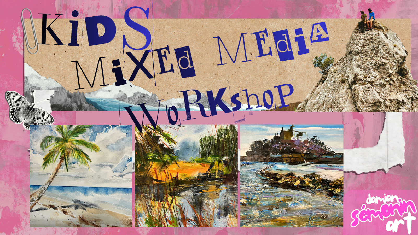 Mixed Media Tropical Beach Scene (ages 8–12)