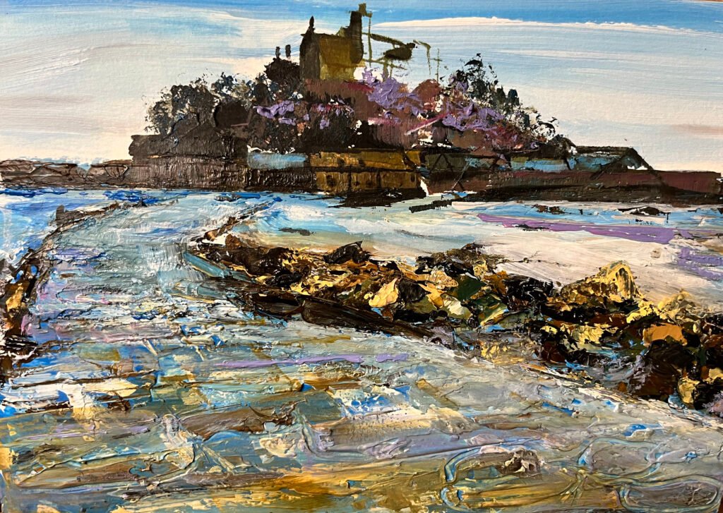 Damian Semonin, St Michaels Mount study in Acrylics