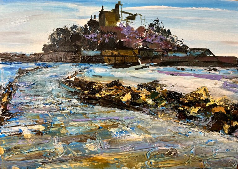 Damian Semonin, St Michaels Mount study in Acrylics